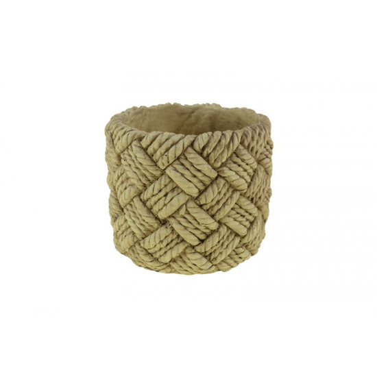Kaspó kő fonott mintás 12.5*12.5*11.5cm barna