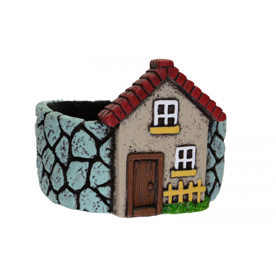 Kaspó kő 14.9*13*10.9cm házzal menta