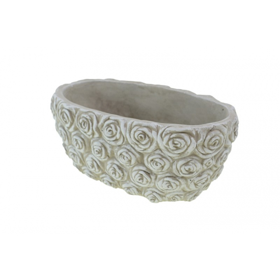 Kaspó kő rózsa mintás 22,5*13*10cm szürke