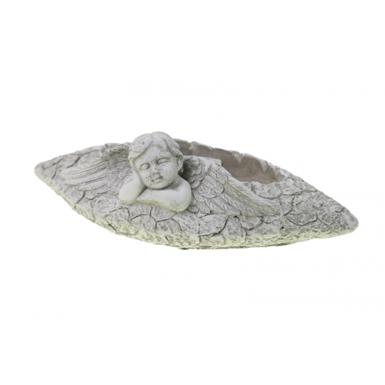 Kaspó kő angyallal 30x15x10.5cm szürke