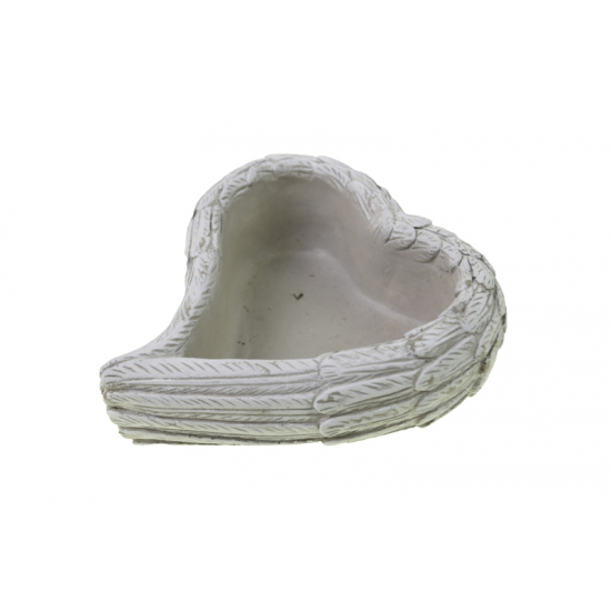 Kaspó kő angyalszárny szív 17.5x16x6.5cm szürke