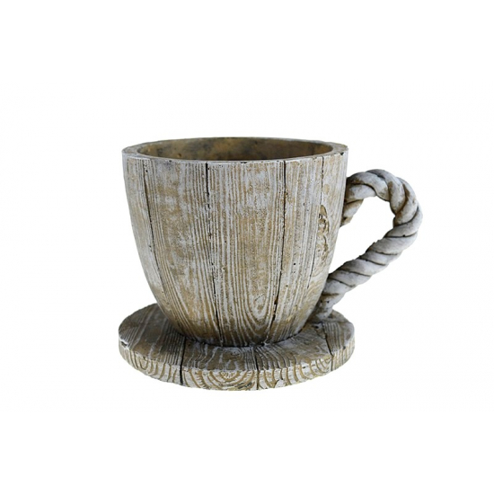 Kaspó csésze kő fa mintás 17*13*11cm szürke