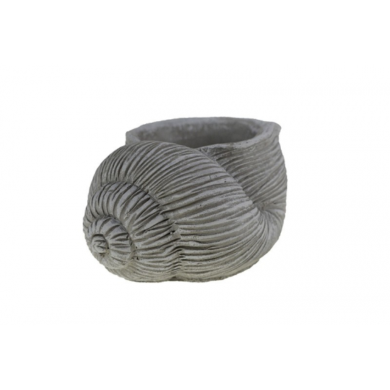 Kaspó kő csiga forma 12*8*H7cm mosott fehér