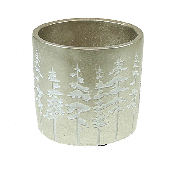 Kaspó kő fenyő mintával 12*12*11cm ezüst