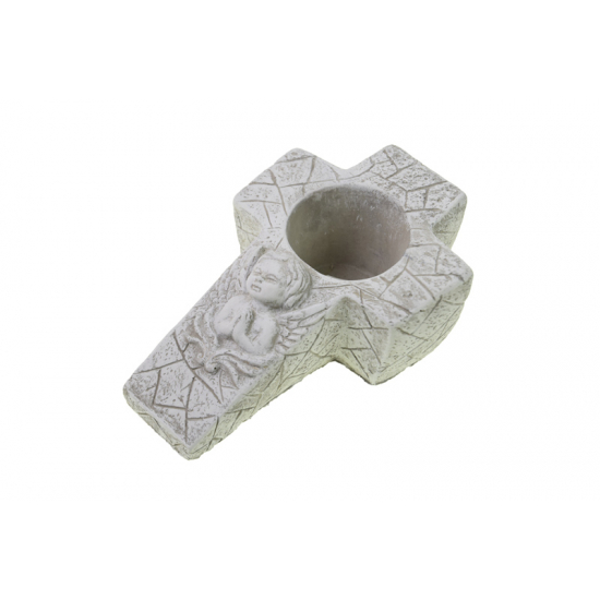 Kaspó kő kereszt forma 20.5x13.5x7.5cm szürke