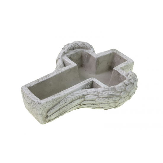 Kaspó kő kereszt forma 21.5x17.5x6.5cm szürke