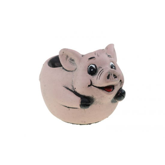 Kaspó kő malac 18.3*12.7*12.6cm rózsaszín