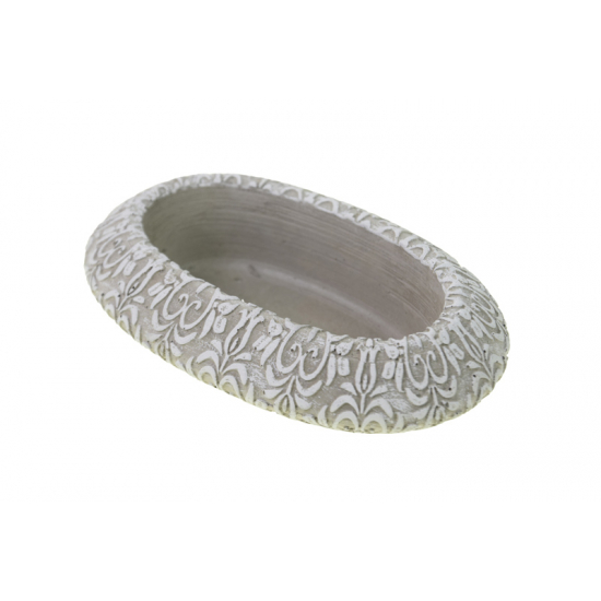 Kaspó kő ovális 21x13x6cm szürke