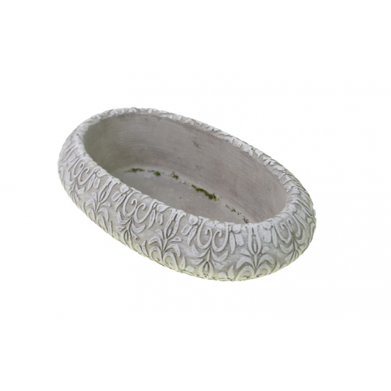 Kaspó kő ovális 26x16x7.5cm szürke