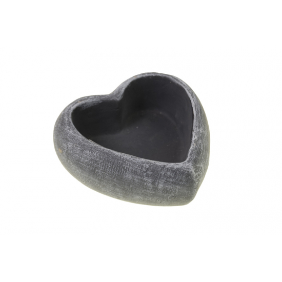 Kaspó kő szív 12x12x5cm s.szürke