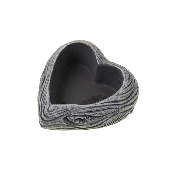 Kaspó kő szív 16.5x16.5x6.5cm s.szürke