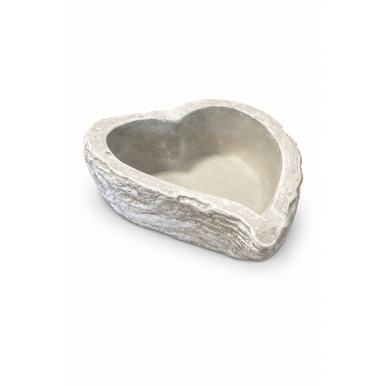 Kaspó kő szív 16x18x6cm szürke