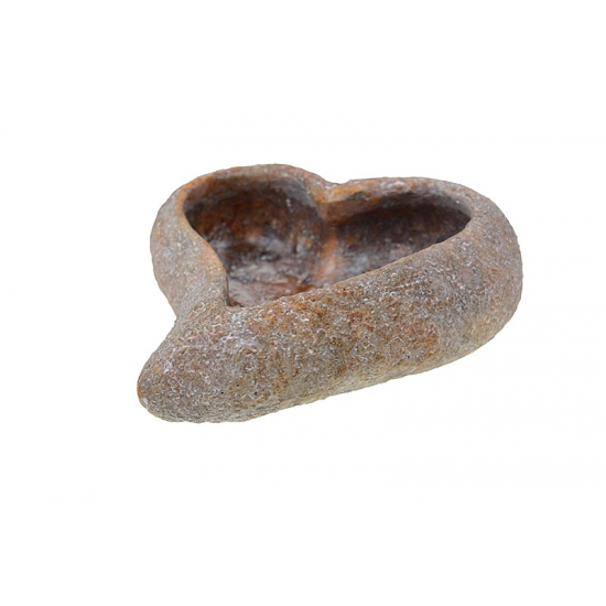 Kaspó kő szív forma 20*19*7cm mosott barna