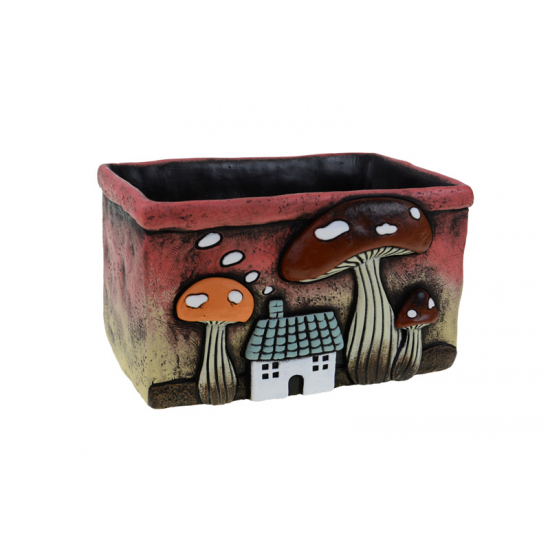 Kaspó kő szögletes 22.1*16.1*12.5CM gombás barna