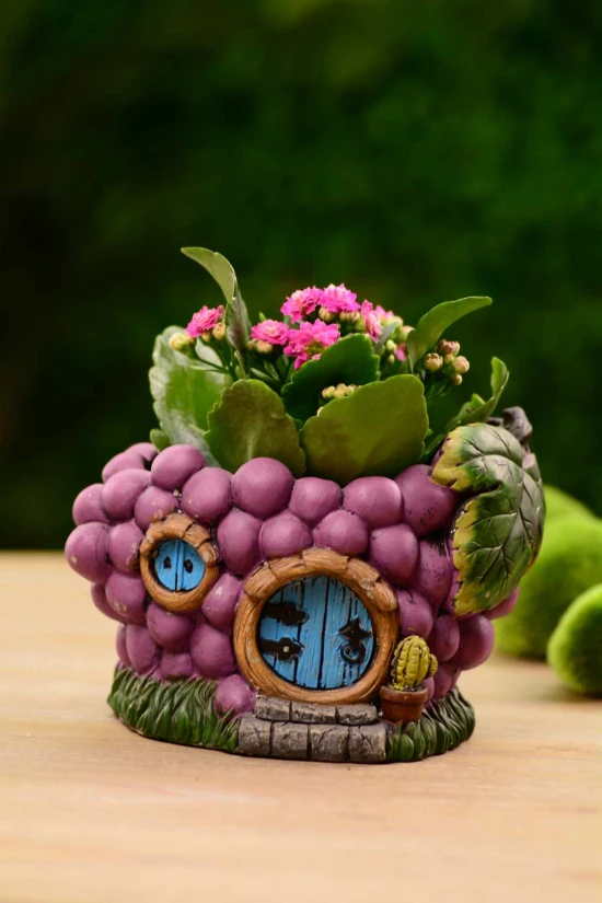 Kaspó kő szőlőház 19.3*15.6*13cm lila
