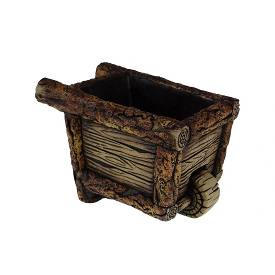 Kaspó kő talicska forma 20*13cm barna