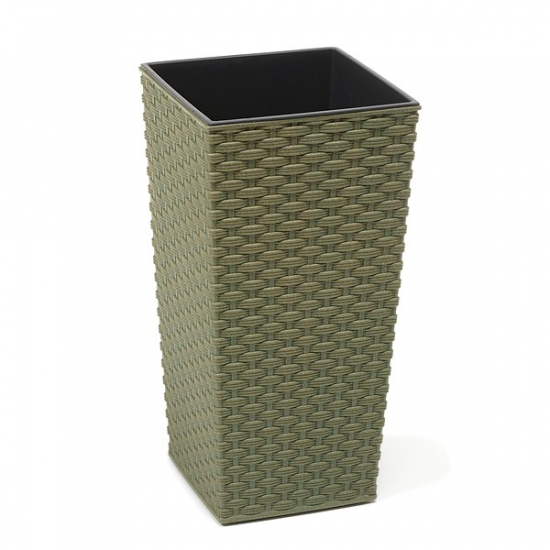 Kaspó műanyag ECO rattan D30 H57 Finezja zöld Lamela