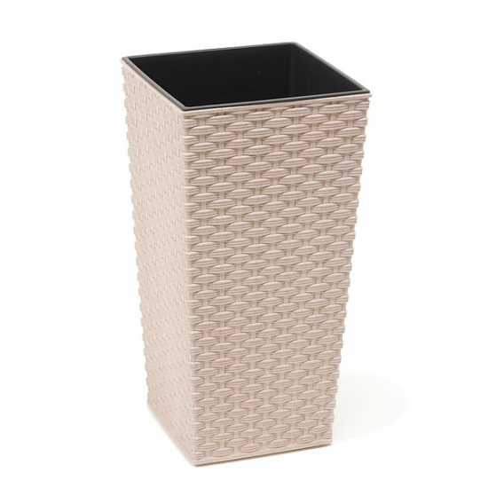 Kaspó műanyag ECO D35 H68 rattan Finezja krém Lamela