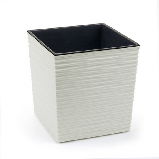 Kaspó műanyag bordázott 30*30cm M30 Juka krém Lamela