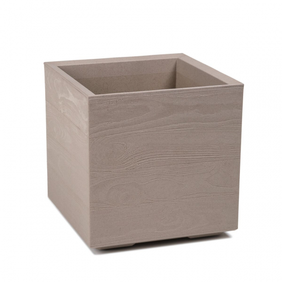 Kaspó műanyag szögletes, ECO 400x400 KARO latte Lamela