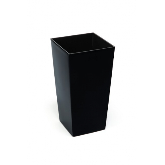 Kaspó műanyag magas 14*14cm M 26 cm fekete Lamela