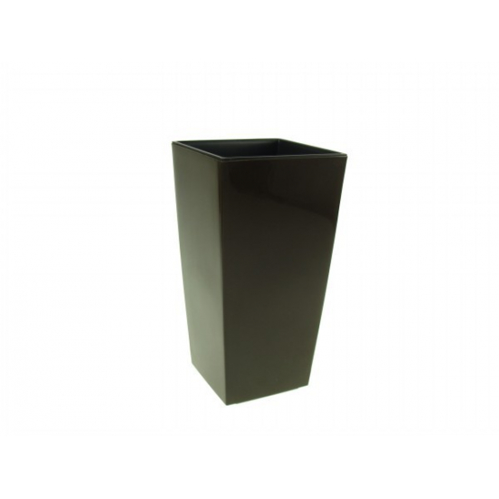 Kaspó műanyag magas 14*14cm M 26 cm Finezja mokka barna Lamela