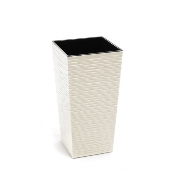 Kaspó műanyag magas bordázott 30*30cm M 57 cm Finezja krém Lamela