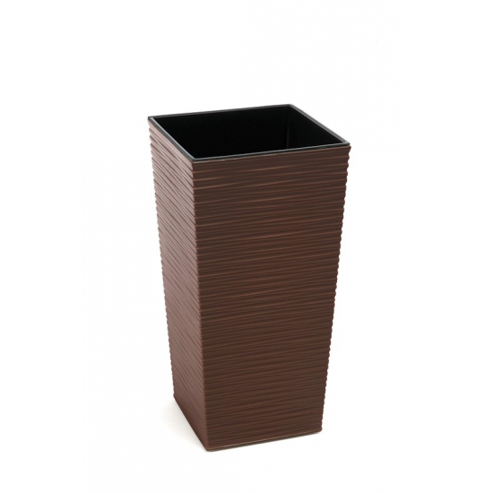 Kaspó műanyag bordázott 40*40cm M 75 cm magas Finezja mokka Lamela