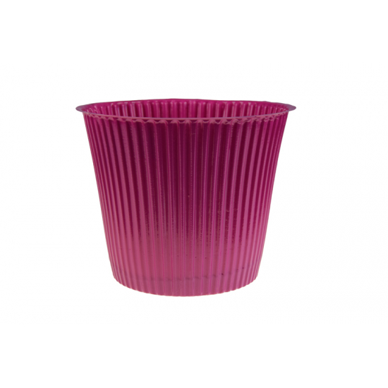 Kaspó műanyag D14 H12,3 csíkos pink