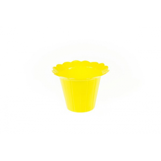 Kaspó plasztik nyomott csíkos 9,5*7,5cm sárga