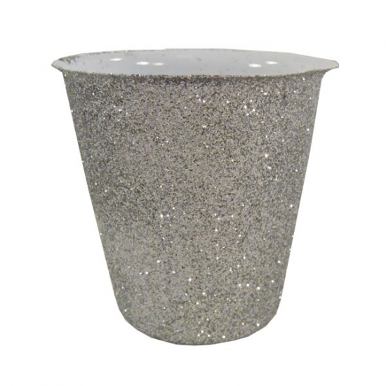 Kaspó plasztik D5,5 glitteres ezüst
