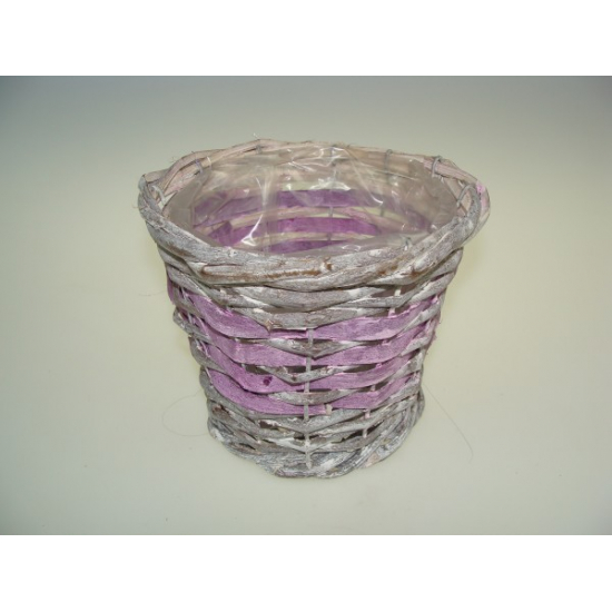 Kaspó rattan 17*14*11cm lila/natúr