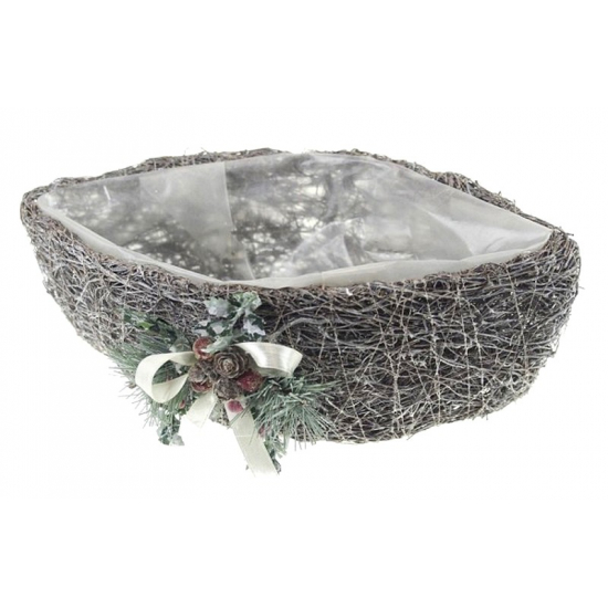 Kaspó rattan szem forma 29*15,5*9,5cm fehér