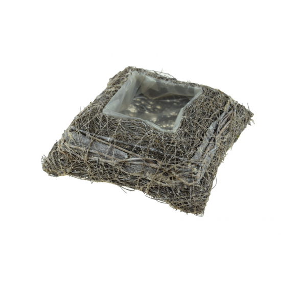 Kaspó rattan szögletes 20x20x7cm mosott fehér