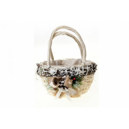 Kaspó rattan táska forma 18,5*14*21,5cm fehér