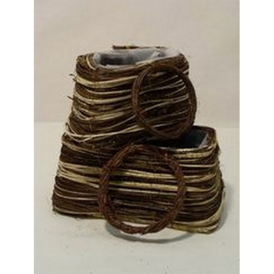 Kaspó rattan táska s/2 szögletes glitteres barna
