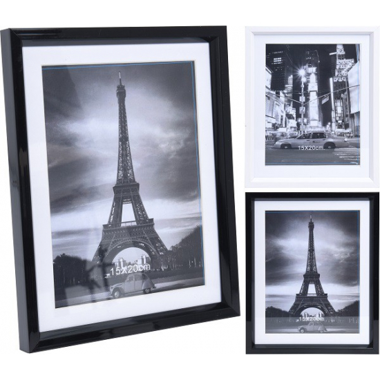 Képkeret plasztik 21*26cm fekete/fehér
