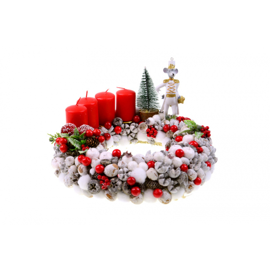 Készítmény koszorú adventi D28 piros/fehér