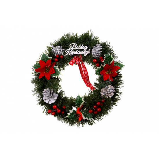 Készítmény kopogtató karácsonyi D30 mikulás virággal,felirattal