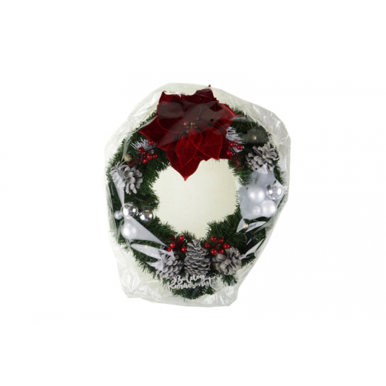 Készítmény kopogtató D40 piros mikulásvirággal