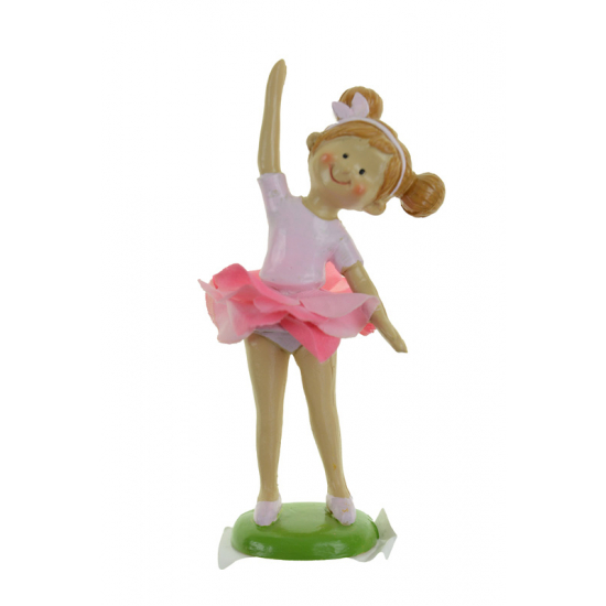 Figura kislány balerina poly 13,5cm rózsaszín
