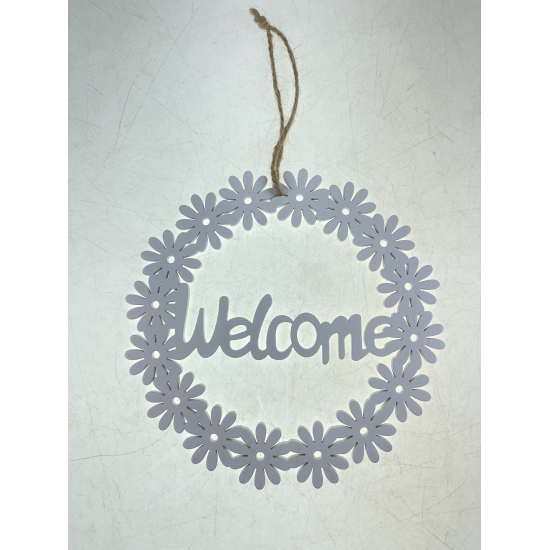 Kopogtató fa Welcome D23 virágos fehér