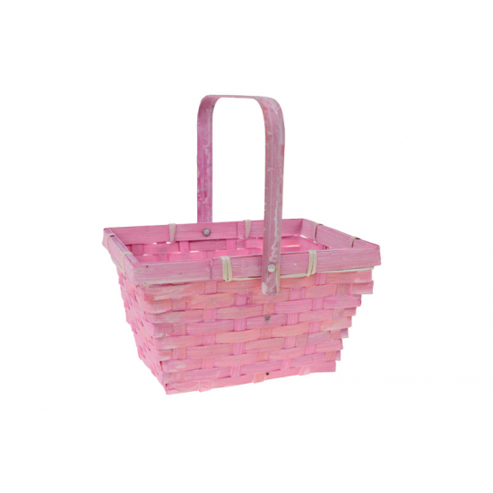 Kosár bambusz szögletes D19 H11 rózsaszín
