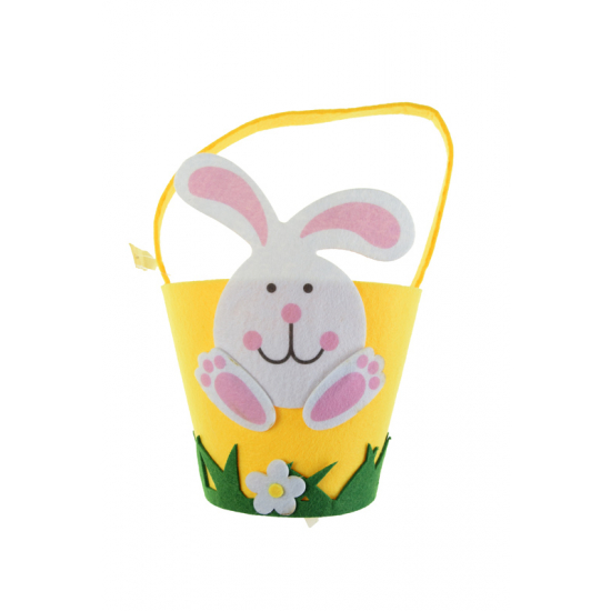 Kosár filc nyuszis 15*15*31cm sárga