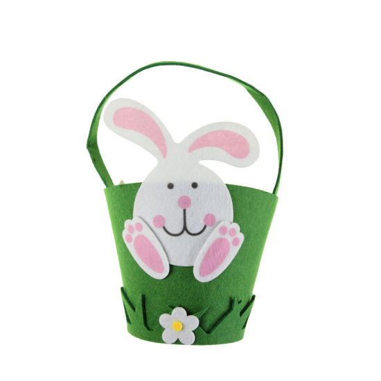 Kosár filc nyuszis 15*15*31cm zöld