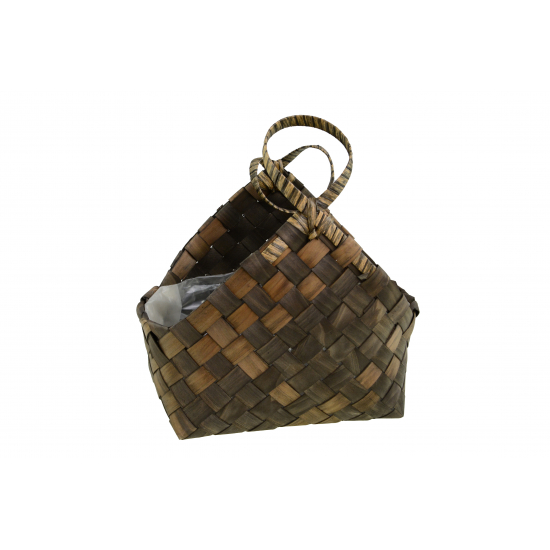 Kosár háncs ötszög 39*23,33*19cm s/2 barna