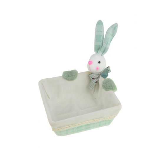 Kosár plasztik 13*13*14cm nyuszis menta