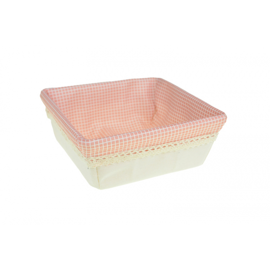 Kosár textil szögletes 16*16*16cm rózsaszín