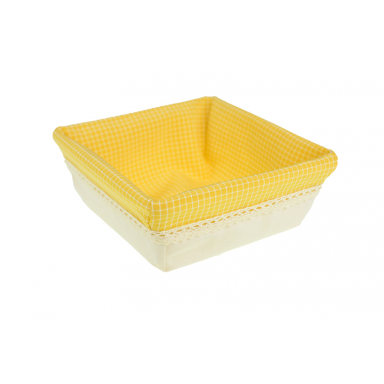 Kosár textil szögletes 16*16*16cm sárga
