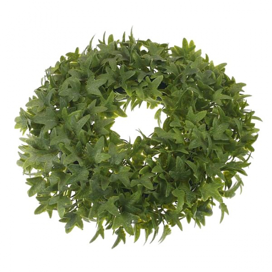 Selyemvirág borostyán koszorú D30cm zöld